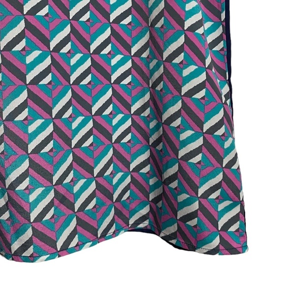 Ya Los Angeles Geometric Graphic Print Boatneck Mini Short Shift Dress Large L - Picture 8 of 15